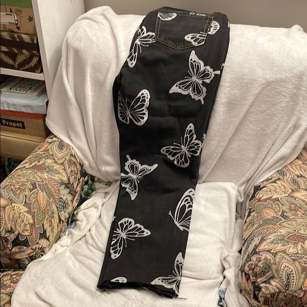 PacSun Dark Gray Jeans with Gold Stitching